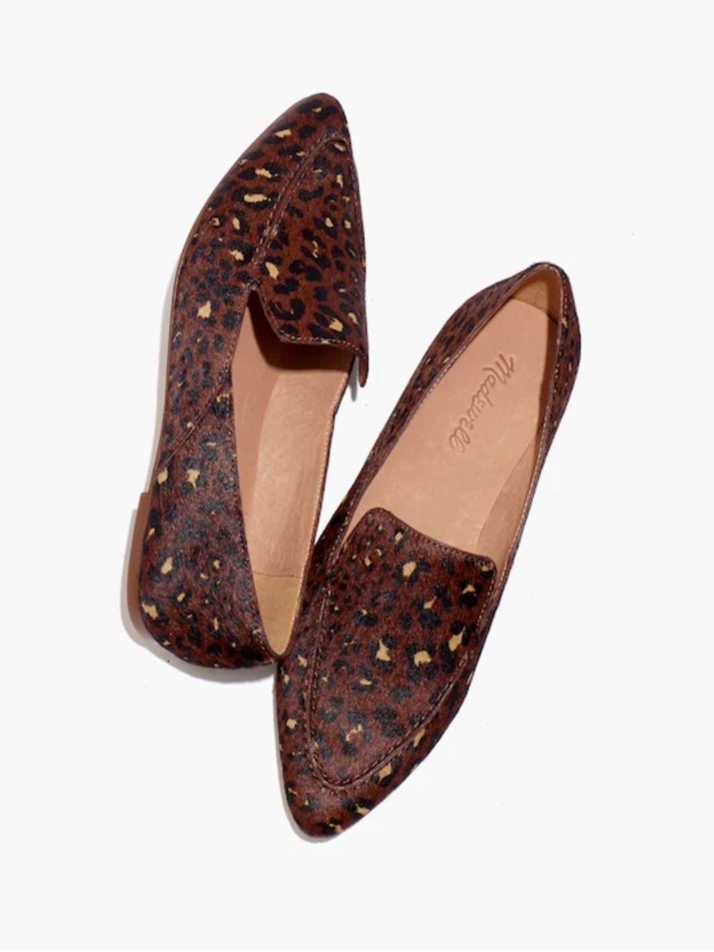 Madewell The Frances Skimmer in Painted Leopard Calf Hair Brown Size 10